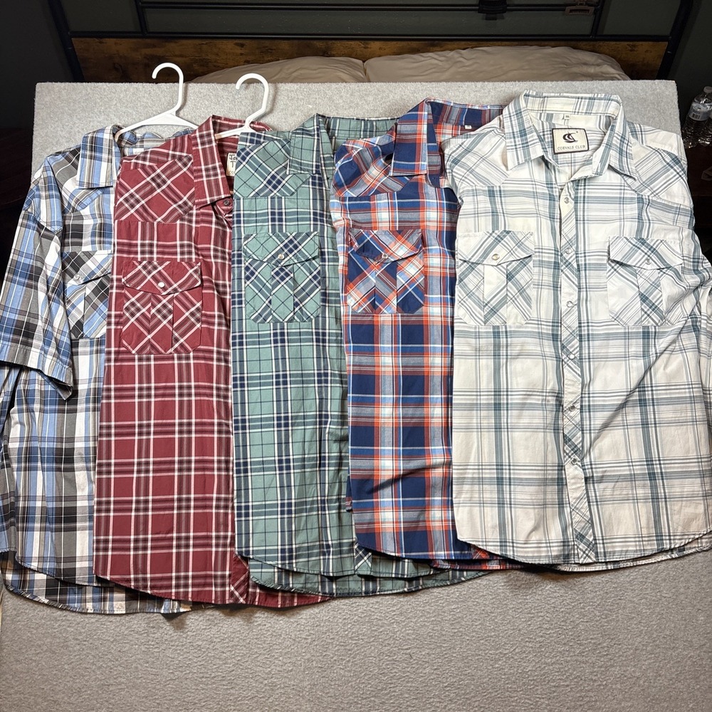 Coevals Club Men's Short Sleeve Pearl Snap Button Up (LOT OF 5) Sz 3XL READ